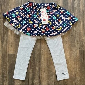 NWT Disney Gray Red Mini Mouse Printed Tutu Skirt Leggings Size 5